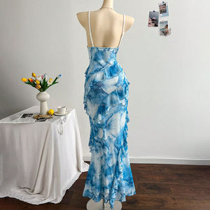 <span class=keywords><strong>Vestido</strong></span> Maxi <span class=keywords><strong>de</strong></span> Gasa con Volantes Florales Personalizado para Mujer, Vestidos <span class=keywords><strong>de</strong></span> Fiesta <span class=keywords><strong>de</strong></span> Noche para Damas - Product Image 5