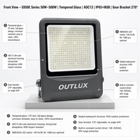Reflector LED OUTLUX de 50W-500W, Iluminación Deportiva, Luz para Estadios, Reflector de Seguridad para Exteriores, IP66, 140lm/W