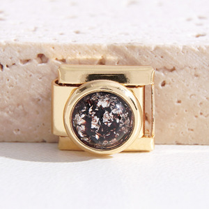 Modular Bracelet Gold Zinc Alloy Geometric Round Bezel Setting Unisex Jewelry Gift - Product Image 4