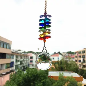 30Mm K9 Kroonluchter Facet Zon Catcher Crystal Bal Gekleurde Roze Ora Glazen Achthoekige Kralen Voor Diy Tuin Suncatchers