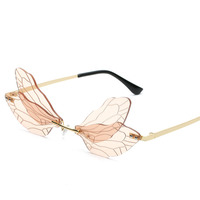 Nouvelle arrivée sans monture dégradé lentille papillon nuances lunettes de soleil Cosplay papillon mode lunettes de soleil Solbriller