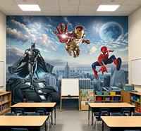 Papier peint mural personnalisé Superhero City, revêtement mural autocollant pour chambre de garçons, salle de jeux, décoration murale pour enfants