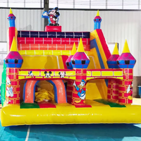 Château gonflable en PVC à thème de dessin animé pour usage domestique avec toboggan intégré, idéal pour la location, structure de saut pour enfants 4x6m, capacité 500KG, installation facile