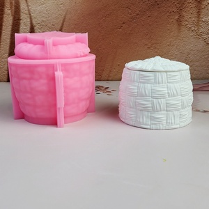 Moldes de fundición de resina hechos a mano para bricolaje, adornos decorativos de estilo Ins, cesta de bambú, W0624 molde de silicona, herramientas para pasteles - Product Image 4