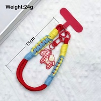 En gros, Dragonne de téléphone tressée à la main de 15 cm en paracorde coloré, avec clip en T et breloque poney de dessin animé, porte-clés et cordon de sécurité, en vrac