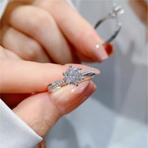 แหวนหมั้นเพชร14K D E <span class=keywords><strong>VVS</strong></span> แหวนหมั้นเพชร1กะรัตเจียระไนแบบกลม - Product Image 3