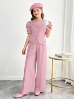 Vêtements d'été pour filles, Vêtements pour enfants, Ensemble pour filles, Costume gilet à simple boutonnage, Costume formel, Ensemble deux pièces tendance