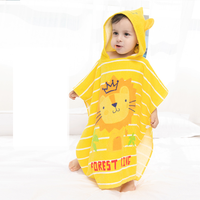 Serviette de bain poncho à capuche en coton pour enfants, imprimé dinosaure de dessin animé, idéale pour la plage et le surf