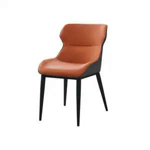 Cadeira de jantar em tecido de veludo para casa moderna nórdica, cadeira de jantar com pernas de metal para café e quarto, braço de lazer, ideal para lazer