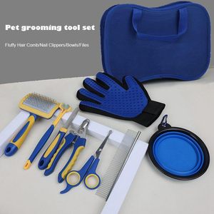 Juego de 8 Piezas de Artículos de Aseo Plegables y Ecológicos de Nailon para <span class=keywords><strong>Perros</strong></span> y Gatos, con Cepillo, Peine, Cortauñas - Product Image 2