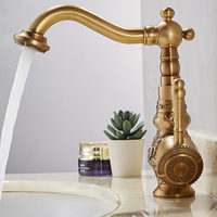 Robinet de salle de bain en laiton, style rétro chinois et européen, mitigeur eau chaude et froide, bec rotatif, pour lavabo, évier, comptoir
