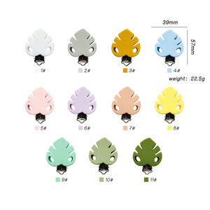 Perles en silicone pour bébé en gros, clips de sucettes en forme de feuille, perles de dentition en silicone sans BPA, de qualité alimentaire, non toxiques, 10 couleurs - Product Image 6