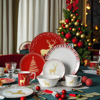 Assiettes de présentation de Noël personnalisées, service de table en porcelaine tendre avec motif de renne