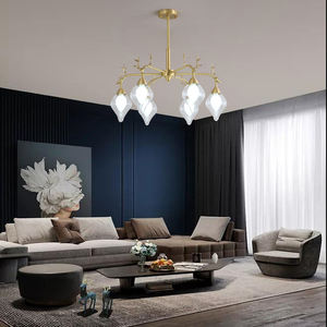 Lustre en cuivre et verre, lampe LED en forme de bois de cerf, luminaire de luxe pour salon, chambre, salle à manger, hôtel, <span class=keywords><strong>café</strong></span>, décoration, suspension de plafond - Product Image 5