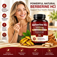 Berberine HCl 1200mg 120 Capsules Plus Cannelle de Ceylan Compléments de Racine de Berberine HCI en Comprimés