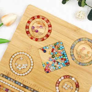 Tabla de cuentas de bambú con regla de medición para hacer pulseras, suministros de artesanía de joyería, herramienta guía de tamaño de 7 y 8 pulgadas - Product Image 4