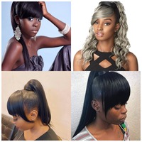 Nouveautés Extensions de cheveux en fibre synthétique Body Wave Deep Wave Loose Curly Kinky Straight Queue de cheval à cordon Franges