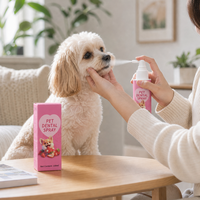 Spray buccal antibactérien sans brosse à la saveur naturelle de fraise pour l'élimination de la mauvaise haleine, soin buccal, nettoyage des dents, spray dentaire pour chiens et chats