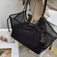 Sac fourre-tout tissé grande capacité 2 pièces/ensemble, sac à bandoulière en maille de nylon, sac à main de plage pour les vacances d'été, Bolsos De Playa - Vente chaude