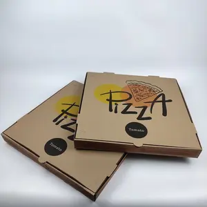 Custom Brand Logo Printing 12x12 25x25 30x30 35x35 40x40 Corrugated Takeaway Packaging Kraft Paper Pizza Delivery Boxes