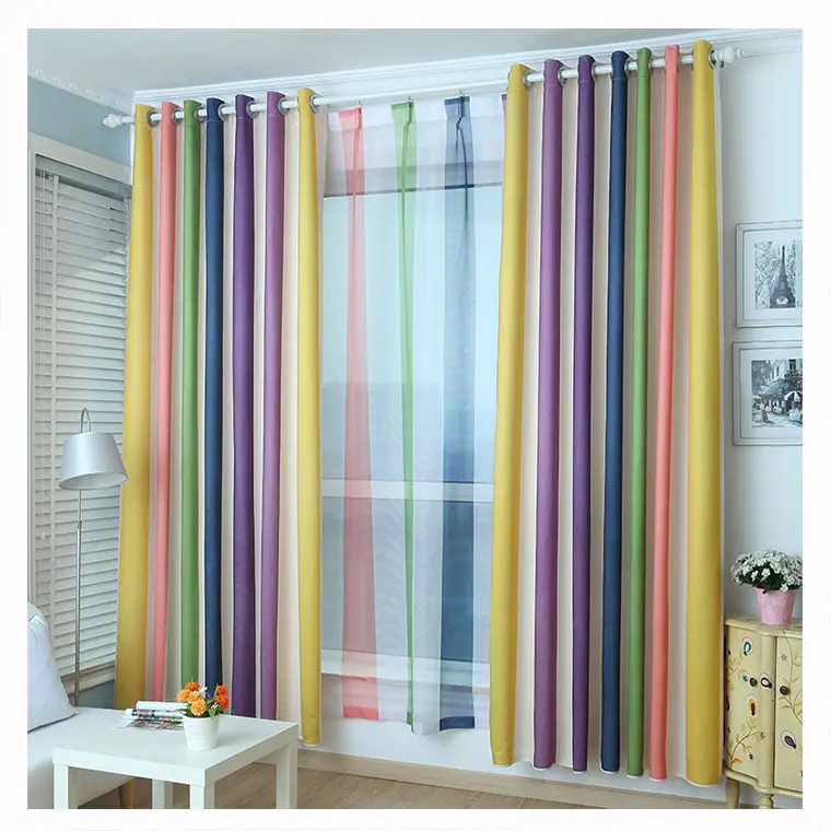 Rideaux arc-en-ciel imprimé, occultant coloré, pour chambre à coucher et hôtel, avec couleurs vives et violet clair