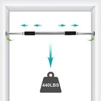 Barra de dominadas ajustable de acero para puerta, barra portátil para ejercicios de fuerza en casa y entrenamiento multiusos