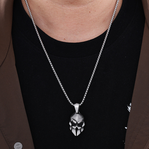 Collana pendente da uomo in acciaio inox spazzolato argento spartano per uomo e donna - Product Image 6