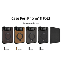 Étui de téléphone OEM ODM pour iPhone 18 Duo, personnalisable avec différents styles, étui magnétique pliable avec support anneau pour doigt