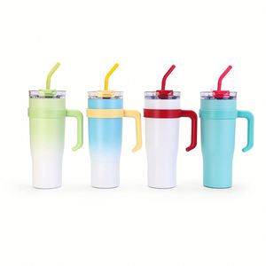 Personalized Laser Engraved Leak Proof Straight <b>Water</b> <b>Bottle</b> Kids School 40oz Sublimation <b>Blank</b> Tumblers with Handle and Straw - Product Image 3