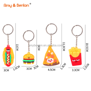 Comida Fiesta Favores Mini Hamburguesa Pizza Frenchfries Sandwich Llavero Set para Bolsa Llavero Decoración para Niños - Product Image 2