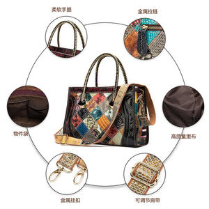 Bolsos de Mano para Mujer, de Cuero Vacuno Genuino, con Asa Superior, Diseño de Contraste de Color, Bolso Bandolera, Patrón de Serpiente, Bolso de Mano de Cuero Vacuno - Product Image 2
