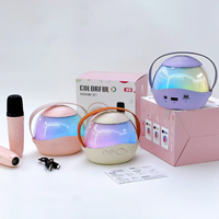 Mini Machine Karaoké Karaparty Enceinte Portable Avec 2 Microphones sans Fil Rechargeables Audio pour Enfants et Adultes