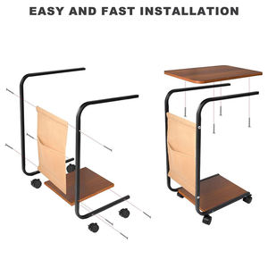 Neues Modell Moderner Luxuriöser <span class=keywords><strong>C</strong></span>-förmiger Holz-Beistelltisch mit Aufbewahrungstasche und Rollrädern für Wohnzimmermöbel - Product Image 6