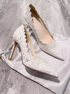 Wholesale 2026 new style sexy and elegant luxury lace pointed-toe stiletto open-work embroidered <b>net</b>-sheath high-heeled shoes - Product Image 1