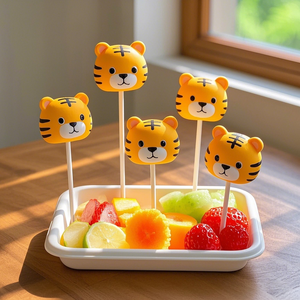 Niños Animal dibujos animados Mini postre pastel decoración plástico fruta comida selecciones caja de almuerzo accesorios palillos decoración tenedores conjunto - Product Image 4