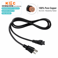 Câble d'alimentation IEC60320 C5 NEMA 5 15P 3 broches AC 18AWG 10A 125V pour adaptateur d'ordinateur portable, console de jeu, noir