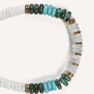 Pulsera de piedra natural de nácar de 16.5 cm con acero inoxidable dorado, joyería de primavera/verano - Product Image 1