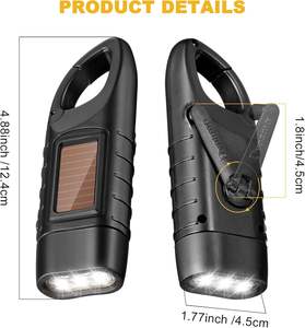 Factory Direct Portable ABS Hand Crank Solar Dynamo LED <b>Flashlight</b> 2W in Trend Backpacking Multi-Function Survival USB Charging - Product Image 2