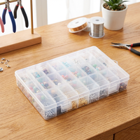 Boîte de rangement transparente à 24 compartiments avec couvercle pour papeterie, bijoux, composants électroniques et perles