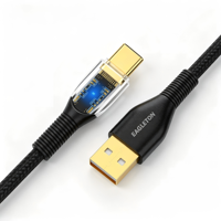 Kabel Pengisian Cepat 2.4A USB-A ke Type-C Konduktor Tembaga Selubung Nilon Kepang untuk Ponsel Tablet Kamera