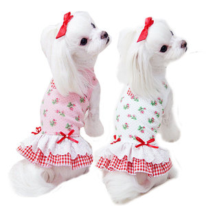 Robe de princesse pour animaux de compagnie, motif floral, automne, vêtements pour chiens et chats, blanc rose, design à volants et nœud, personnalisation OEM - Product Image 5