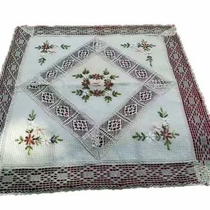 Round Handmade Crochet Hook Flower Tablecloth Fabric Hollow Home Living Room Coffee Table Cloth dust Cover Cloth