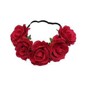 Diadema Boho con Corona de Flores Artificiales, Guirnalda para el Cabello para Novias, Vacaciones en la Playa, Disfraz para Halloween, Carnaval y Fiestas - Product Image 4