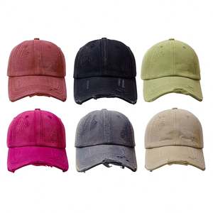 Gorra de béisbol vintage de mezclilla desgastada, de perfil bajo, con visera deshilachada, sin estructura, de algodón, estilo Dad Hat, de mezclilla lavada y rasgada, para mujer y hombre - Product Image 1