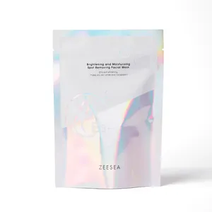 カスタムプリント25g光沢のある光沢のあるホログラムホログラフィックスタンププリント化粧品アイマスクマイラープラスチックパッケージバッグ