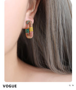 Pendientes de Aro de Acero Inoxidable Chapados en Oro de 18k, Impermeables, con Circonita Cúbica de Colores Navideños, para Mujer - Product Image 6