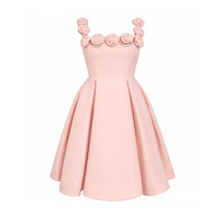 Haute Qualité Motif Floral Dames Robe D'été Rose Court Dos Nu Robe De Soirée pour Date Anniversaire Vacances Nouveau Design Tissé
