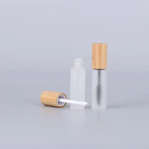 Bambus Kosmetik Make-up Verpackung Lip gloss Tube Milchglas Lippenstift Tube mit Bambus deckel