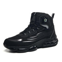 Chaussures de travail pour homme, baskets à boucle rotative, tissu tricoté respirant, noires, avec embout en acier anti-écrasement, chaussures de sécurité pour la construction