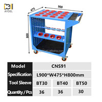 Chariot porte-outils CNC 300 kg BT40 CRT50 HSK63, chariot à outils robuste en acier avec roulettes verrouillables de 4 pouces
